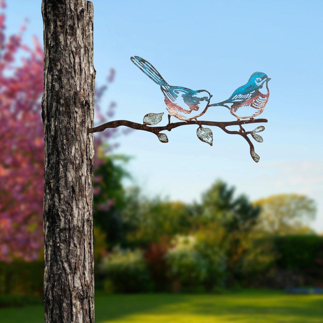 Obiect decorativ de grădină, Bird on the branch 24, 26x50 cm, Multicolor - imagine 7